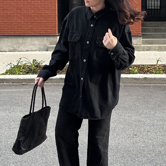 AGOLDE Black Camryn Denim Shirt - Picture 6 of 8